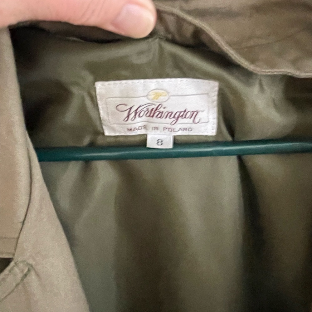 Worthington Womens Olive Green ThermoLite Lined Trenchcoat Size 8 - Picture 2 of 11